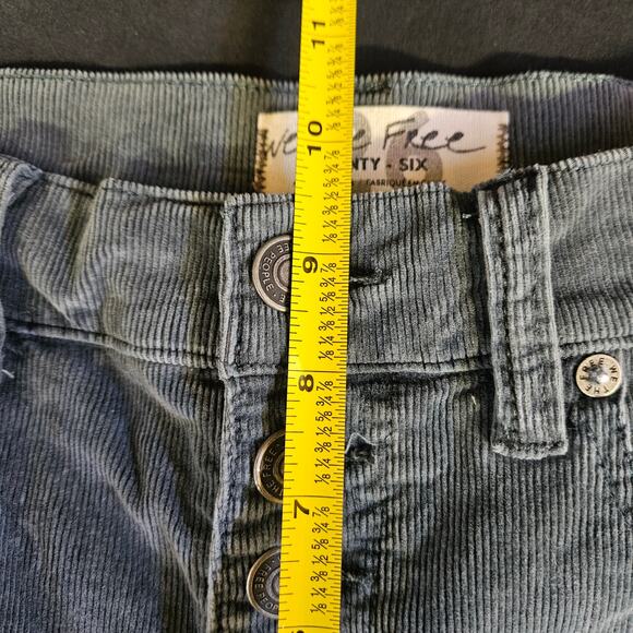 We The Free Grey Corduroy Pants Size 26 Skinny Exposed Button Fly Skater - Picture 9 of 10